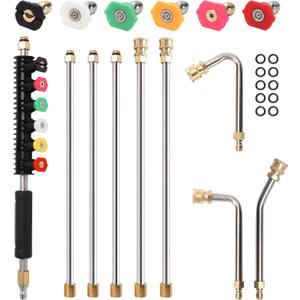 Pressure Washer Extension Wand Upgrade, 9 Pack Power Washer Lance with 6 Nozzle Tips, 30,90,120 Curved Rod, 1/4" Quick Connect, 4000 PSI