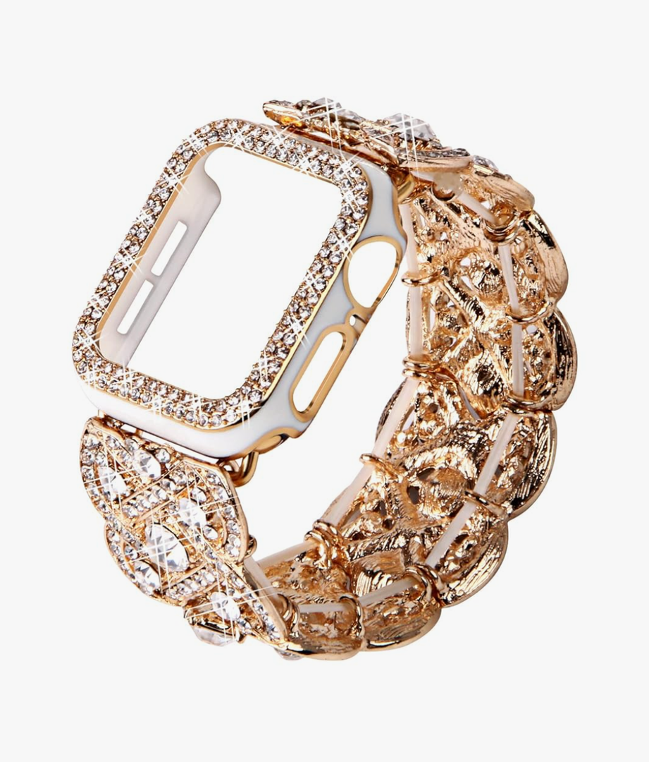 Bling Band with Case Compatible with Apple Watch Band  42mm  for Women, Luxury Dressy Metal Strap with Diamond Rhinestone Bracelet Wristband for iWatch SE Series 7 6 5 4 3 2 1