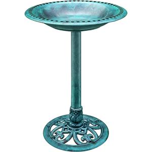 VIVOHOME 28 Inch Height Polyresin Lightweight Antique Outdoor Garden Bird Bath Green (Green) VIVOHOME 28 Inch Height Polyresin Lightweight Antique Outdoor Garden Bird Bath Green (Green)