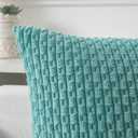 Kevin Textile 14x36 Inch Long Lumbar 1 Pack Boho Decorative Throw Pillow Cover Soft Striped Corduroy Rectangle Cushion Case Farmhouse Solid Color Accent for Living Room Couch Sofa Bed, Aqua Green