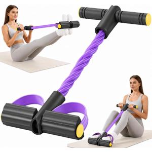 Upgraded Pedal Resistance Band with Handle, Soft Durable Fashion Puller Exercise with Thickened 6 Tension Ropes, Tube Pedal Resistance Device for Abdomen, Waist, Arm, Leg, Core/ABS (Black & Purple)