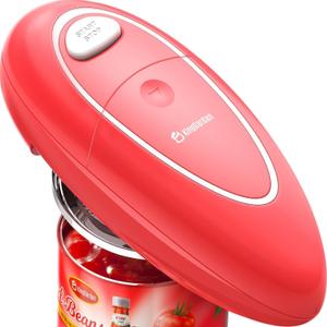 Electric Can Opener, One-Touch Automatic Smooth Edge Can Opener, Hand-Free Battery Operated Tin Opener, Food-Safe Ergonomic Kitchen Gadget for Seniors with Arthritis and Chefs (Coral red)