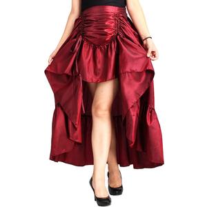 COSDREAMER Women's Steampunk Gothic High Low Skirt Victorian Bustle Skirt (Red, S)