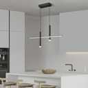 Modern LED Linear Pendant Light with Dual Spotlights Dimmable 6000K Pendant Lights Kitchen Island Ceiling Hanging Black Chandeliers for Dining Room Table Kitchen Living Room Bedroom(L31.5in)