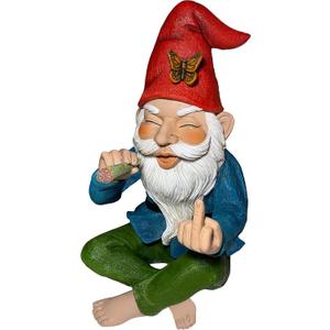 Mood Lab Garden Gnome - Relaxed Gnome - 9.6 Inch Tall Statue Lawn Garden Figurine - for Outdoor or House Decor