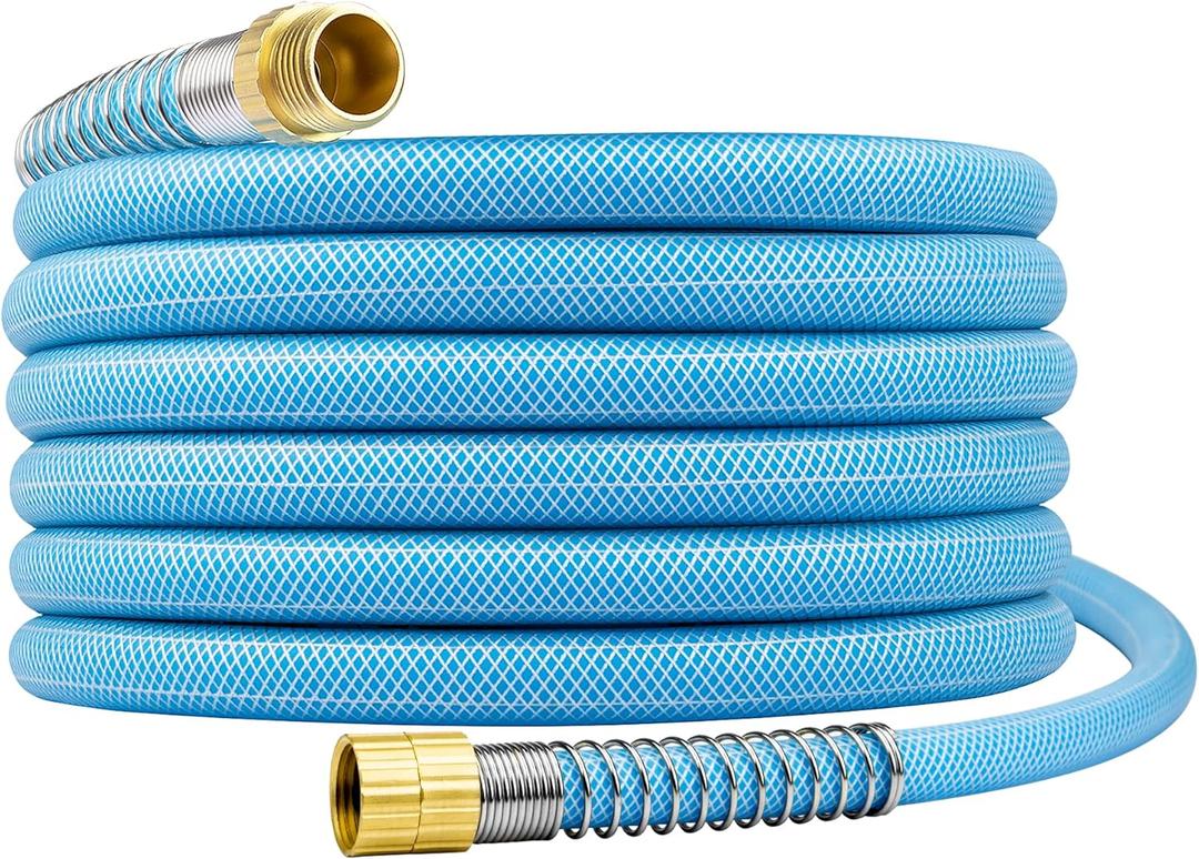 Fevone Garden Hose with Solid Brass Fittings for Lawn, Garden & Car Wash, Drinking Water Safe, 5/8" x 12 ft