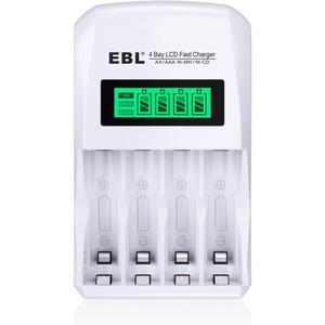 EBL LCD Battery Charger Smart Individual 907 AA AAA Rechargeable Battery Charger for Ni-MH Ni-CD Rechargeable Batteries