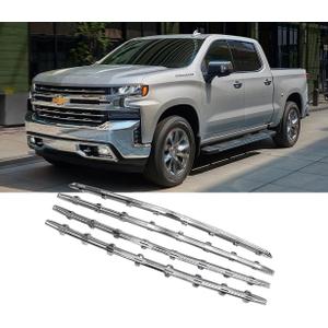 YOUNGERCAR Front Grille Overlay for Compatible With Chevy Silverado 1500 2019-2021 Chrome ABS Grille Cover Inserts