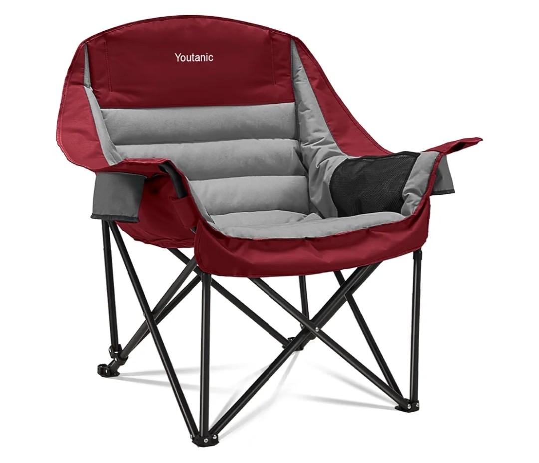 Oversized Camping Chair, Portable Folding Camping Chairs with Side Pocket, Cup Holder and Carry Bag, Heavy Duty Outdoor Camping Chairs for Adults, Fishing, Sports, Trip, up to 400lbs, Style 3