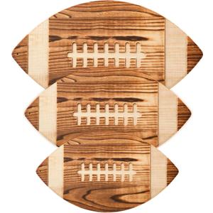 3 Pieces Football Cutting Board Football Serving Tray Hanging Football Gifts for Men Engraved Wooden Cutting Board Decoration for Kitchen Party Holiday Supplies Accessories, 3 Sizes (Dark Brown)