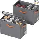 Shoe Organizer for Closet, Fits 16 Pairs, Gray, 2 Pack
Space Saving, Adjustable Dividers, Clear Cover, Reinforced Handles, Stackable & Foldable Farbic Shoe Storage Organizer Box