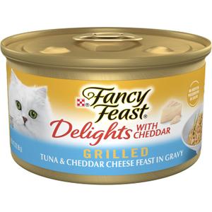 Purina Fancy Feast Delights With Cheddar Grilled Tuna and Cheddar Cheese Feast in Wet Cat Food Gravy - (Pack of 24) 3 oz. Cans, Best By 11/2027