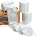 Cream White Silk Chiffon Ribbon,Frayed Shimmery Silk Ribbon for Bridal Flower Bouquet Christmas Gift Wrapping Wedding Decor Invitations Decorations 1.5" x 15 Yards (5Yards X 3 Rolls)