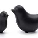 Small Animal Statues Home Decor Modern Style Birds Decorative Ornaments for Living Room, Bedroom, Office Desktop, Cabinets (Black Birds 2Pcs )