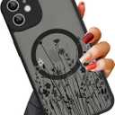 OOK Magnetic for iPhone 11 Case [Compatible with MagSafe] Black Wild Flower Slim Translucent Matte Case for iPhone 11 Case Camera Lens Protection Scratch-Resistant Cover, Black Wild Flower (6.1")