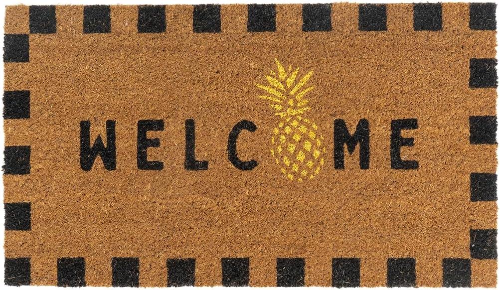 Folkulture Summer Door Mat Outdoor 16 x 28  Front Door Mat for Outside Entrance, Heavy Duty Backing, Eco-Friendly, Durable Anti-Slip & Weather Resistant Dirt Trapping Doormat, Outdoor Home Decor (Welcome Pine Colada)
