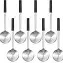 8 Pcs Portion Control Serving Spoons Portion Scoops Cups Solid and Slotted Stainless Steel Ladle Spoon for Food, Serving Utensils Set for Parties(Black,6 oz)