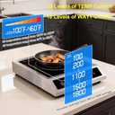 Stainless Steel Induction Cooktop, Professional Commercial Grade Single Burner Electric Cooktop, 1800W Hot Plate Portable Countertop Cooker with Temperature Control, Compatible with Magnetic Cookware