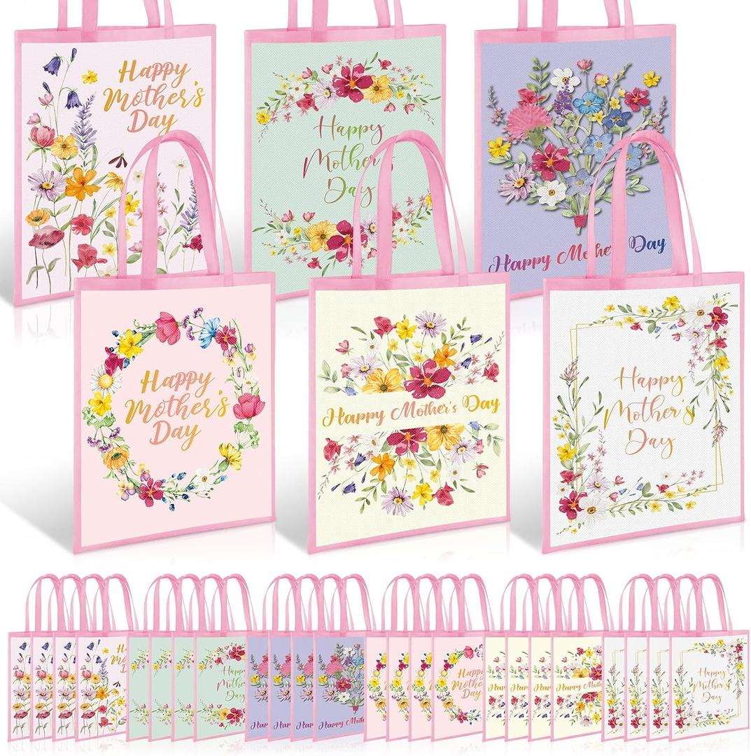 36 Pcs Mother's Day Christian Tote Bags Bulk for Women 15 x 17 Inches Large Religious Gifts Bags for Church