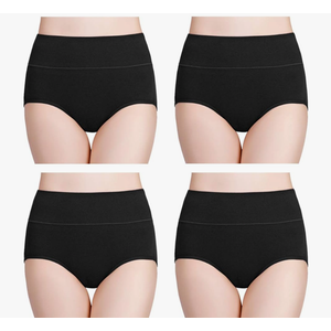 wirarpa Women's Cotton Underwear High Waisted Ladies Panties Full Coverage Briefs 4 Pack (Regular & Plus Size),4 XL