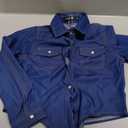 Spring&Gege Girls Denim Western Pearl Snap Shirt Cowgirl Tie Knot Crop Button Down Shirt Long Sleeve Wrinkle Free Blouse Top (13-14 Years, Indigo Dark Blue)