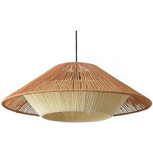 Door Chandelier Ceiling Pendant Light Rattan E27 with Lampshade Retro Living Room Kitchen Inn Aisle(Size:60X60X21CM,Color:A)