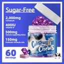 3 x Allcoovita Bovine Colostrum Chews Supplement with probiotics for Gut Health, Bloating, Immune Support, Skin, Hair Growth and Beauty - Blueberry Flavor (60 Servings)