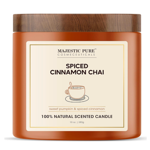 Majestic Pure Pumpkin Cinnamon Scented Candle with Upto 45+ Hrs Burn Time, 2-Wick Candle, Soy Wax Blend for Cleaner Consistent Burn, 10 oz Jar Candle with Room Filling Fragrance, Spiced Chai