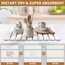 Large Stone Dish Drying Mat for Kitchen Counter,23.6''x15.3'' Foldable Quick Dry Stone Kitchen Mat,Eco-Friendly,Absorbent Diatomaceous Earth Mats for Dishes Bottles Cups Bathroom Any Countertop-White