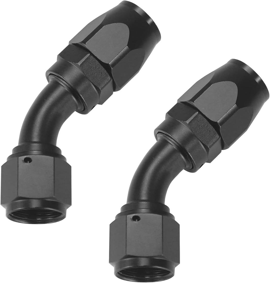 Ucreative 2PCS 10AN 45 Degree Swivel Hose End Fitting for Braided CPE Fuel Hose Black