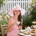 SAFERIN Women's Organza Church Kentucky Derby Fascinator Bridal Tea Party Wedding Hat (Pink)