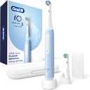 Oral-B iO Deep Clean Rechargeable Electric Powered Toothbrush, Icy Blue with iO Series 3 Limited, 2 Brush Heads and Travel Case - Pressure Sensor to Protect Gums - 3 Cleaning Settings - 2 Minute Timer (1 Count (Pack of 1))
