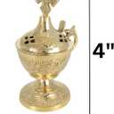 Needzo Brass Incense Burner with Lid, Catholic Church Supplies, 4 x 2.5 Inches