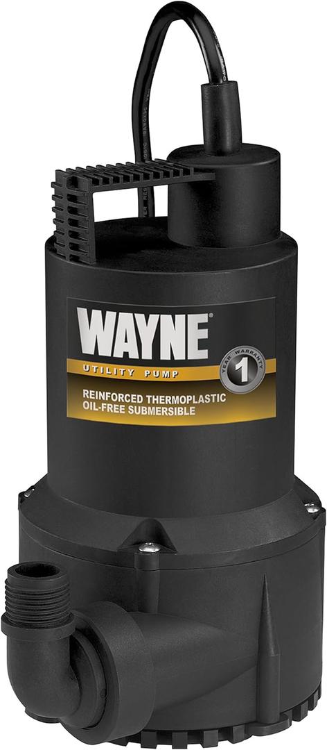 Wayne 57719-REL1 RUP160 1/6 HP Oil Free Submersible Multi-Purpose Water Pump, Black