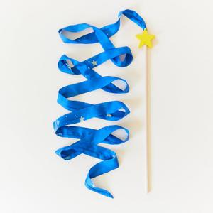 Sarah's Silks Starry Night Streamer - Pretend Play, Dance, Baton Stick Twirling, and Gymnastics Party Favors | 100% Silk and Wood Montessori and Waldorf Toys, 1 Piece, 8 feet x 1 inch , 16 inches