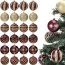 Soulchen 24 Pcs Christmas Balls Ornaments 3.15'' Vintage Hanging Christmas Tree Decor Ball Set for Xmas Tree Decorations Party Home (Dark Brown)