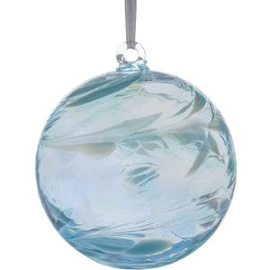 Sienna Glass March Birthstone Friendship Ball  10cm Handcrafted Aquamarine Glass Ornament  Gift Boxed Hanging Decoration  Unique Handmade Keepsake for Birthdays, Home, Garden
