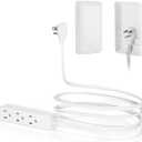 CILIA Flat-Face Outlet Extender, Ultra-Thin Wall Plate Plug with Cord Extender, 3 Outlets Power Strip, Childproof 3ft Extension Cord with Outlet Cover, Space-Saving, Hide Cords for Home, Office, White