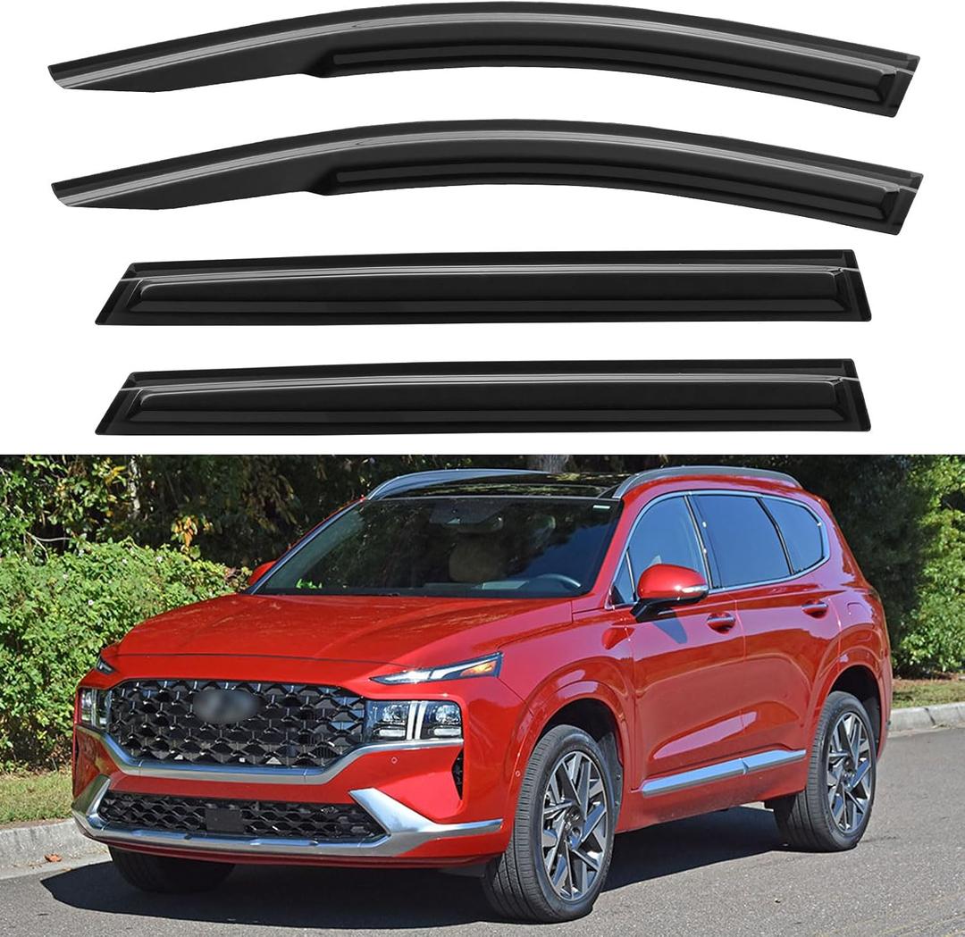 Window Visors Rain Guards for 2019 2020 2021 2022 2023 Hyundai Santa Fe, Out-Channel Window Vent Wind Deflectors Visors Shades for 19 20 21 22 23 Santa Fe