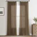 Pinch Pleated Beige Linen Curtains 96 Inches Long for Living Room Semi Sheer Pinch Pleat Drapes with Hooks for Track System Traverse Rod 96 Inch Window Curtains for Bedroom Dining Oatmeal Wheat 8ft (40"W x 96"L (Pack of 2))