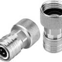 2PACK Garden Hose to Pressure Washer Adapter, 3/4 GHT to 1/4Stainless Steel Quick Connect Fitting for Car Wash, Power Washer Attachment, Water Hose Nozzle Converter (2 Pack Adapters)
