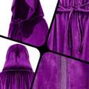 Velvet Hooded Cloak for Adults Full-Length Medieval Cape with Oversized Hood for Halloween Cosplay Gothic Wizard (Purple, L)