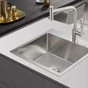 ROVOGO 21.7"x17.7"x8.7" Kitchen Sink Drop-in, 304 Stainless Steel Single Bowl 2-Hole, Top Mount Handmade Bar Prep Sink with Drain Assembly, Brushed