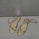 GORGLITTER Women's Metallic Strappy Thong Flat Sandals Dressy Vacation Gold Open Toe Ring 2026 Slippers Shoes, Size: 9