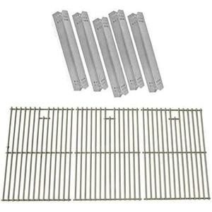 Replacement Kit for Jenn-Air 720-0709,720-0709B, 720-0727 Gas Grill Models - 5 Heat Shields and Stainless Steel Cooking Grates, Set of 3