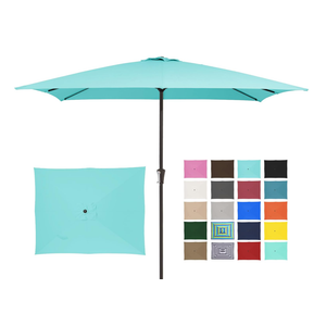 JEAREY 7.5FT Patio Umbrella Outdoor Market Umbrella with 6 Sturdy Ribs, Push Button Tilt/Crank Table Umbrella for Garden, Deck, Backyard and Pool, Navy (Teal Blue)