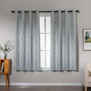 Amazon Basics Jacquard 2-Piece 100% Blackout Curtains, Living Room and Bedroom Drapes, Thermal Insulated Window Treatment, 42"x63", Light Grey