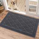 BEQHAUSE Dirt Trapper Door Mat 20" x 32", Doormat Non-Slip Entryway Rugs Washable, Dog Door Mat Stain Resistant and Absorbent Welcome Floor Mat for Front Back Door, Mud Wet Shoes & Paws, Dark Grey