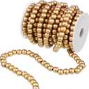 Waydress Christmas Wooden Bead Garland Rustic Farmhouse Garland Xmas Tree Bead Ornaments for Christmas Decorations, Total of 26 Feet(Gold)