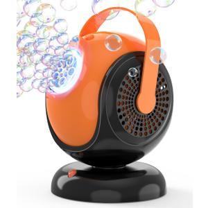 Halloween Bubble Machine, Bubbles Blower for Kids, Toddlers - 360 Rotation, 75 Adjustment, with LED Light - Bubble Toys Gifts for Boys, Girls, Outdoor, Birthday, Party (Black+Orange)